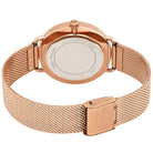Back view of Michael Kors MK3845 quartz watch with rose gold stainless steel case