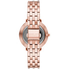 Back view of Michael Kors MK3897 quartz watch with rose gold stainless steel case