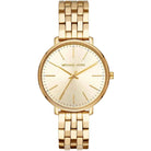 Gold front view of Michael Kors Pyper MK3898 women's stainless steel watch