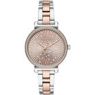 Front view of Michael Kors Sofie MK3972 women's silver and rose gold stainless steel watch