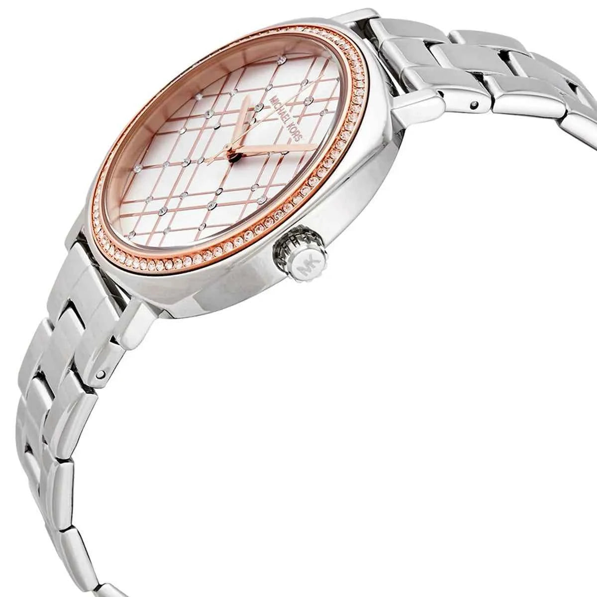 Close-up of Michael Kors MK3988 silver analog dial