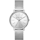 Michael Kors Pyper MK4338 women's silver dial silver stainless steel watch front view