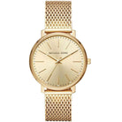 Michael Kors Pyper MK4339 women's gold dial gold stainless steel watch front view