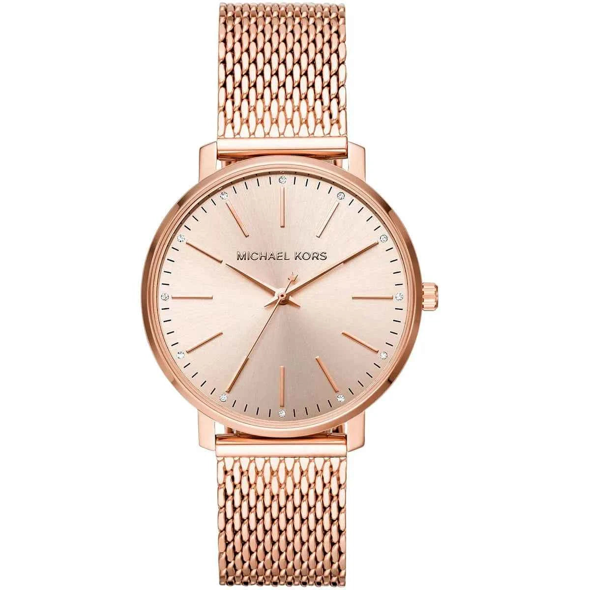 Michael Kors Pyper MK4340 women's rose gold dial rose gold stainless steel watch front view