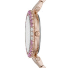 Side profile of Michael Kors Darci MK4517 rose gold stainless steel watch