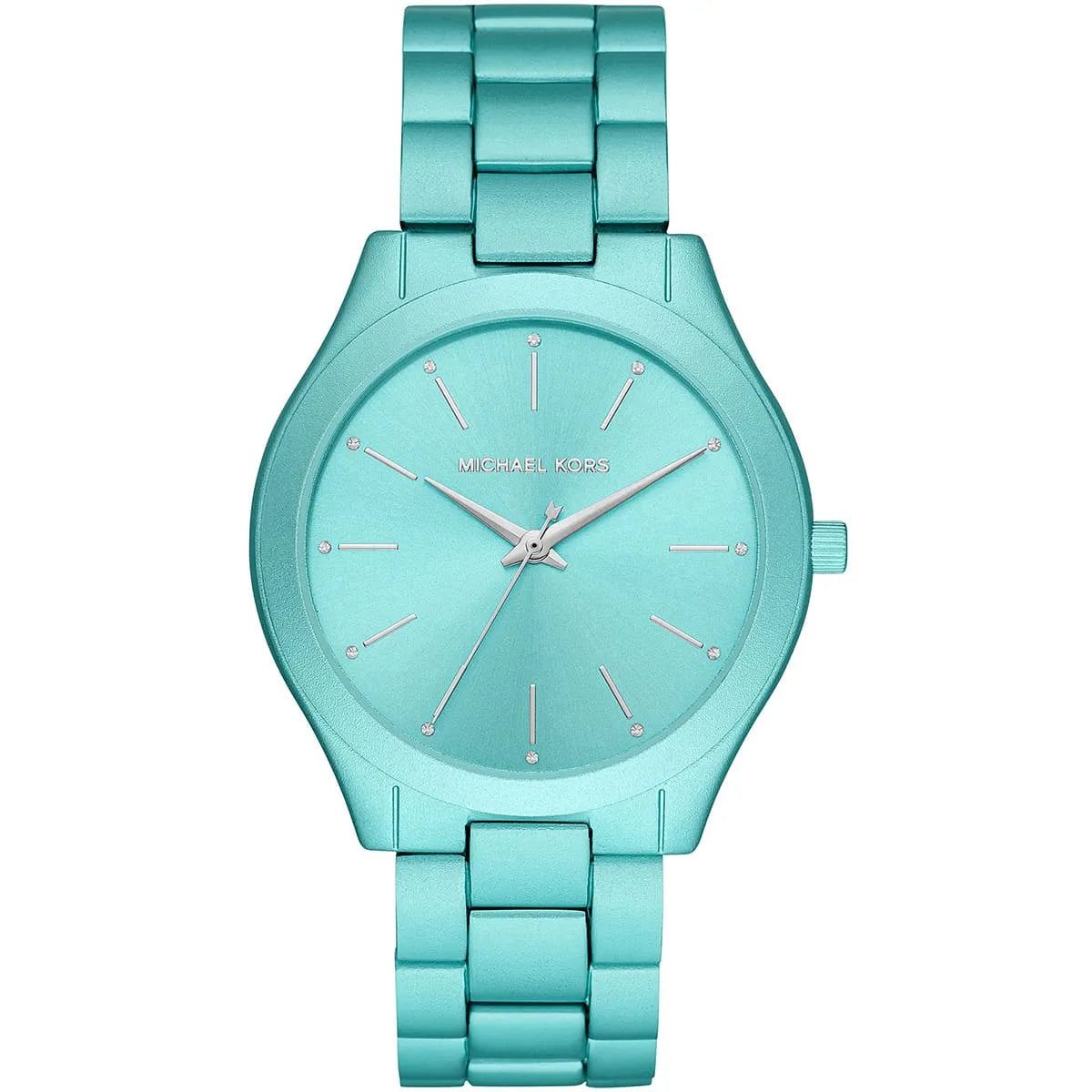 Michael Kors Runway Slim MK4525 women's blue dial blue stainless steel watch front view
