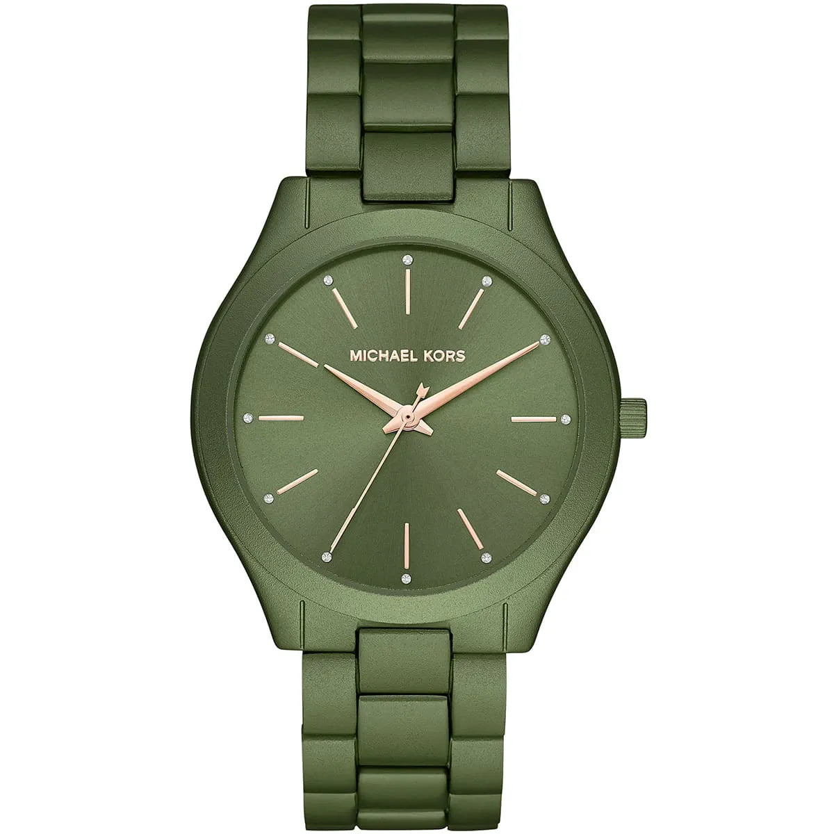 Michael Kors Runway Slim MK4526 women's green dial green stainless steel watch front view