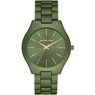 Michael Kors Runway Slim MK4526 women's green dial green stainless steel watch front view