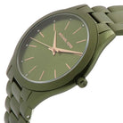 Close-up of Michael Kors MK4526 green analog dial