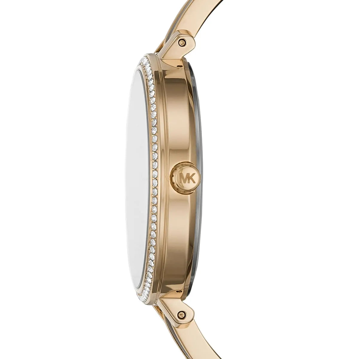 Side profile of Michael Kors Jaryn MK4544 black stainless steel watch