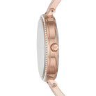 Side profile of Michael Kors Jaryn MK4545 pink stainless steel watch