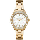 Michael Kors Liliane MK4555 women's white dial gold stainless steel watch front view