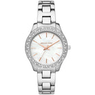 Silver Michael Kors Liliane MK4556 women's watch with white analog dial