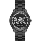Michael Kors Runway Slim MK4562 women's black stainless steel watch front view