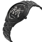Side profile of Michael Kors Runway Slim MK4562 black bracelet watch