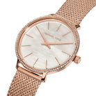 Side profile of Michael Kors Mini Pyper MK4588 rose gold bracelet watch