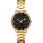 Michael Kors Pyper MK4593 women's black dial gold stainless steel watch front view