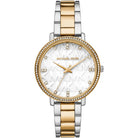 Michael Kors Pyper MK4595 women's white dial two-tone stainless steel watch front view