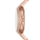 Side profile of Michael Kors Abbey MK4617 rose gold bracelet watch
