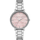 Michael Kors Pyper MK4631 women's pink dial silver stainless steel watch front view