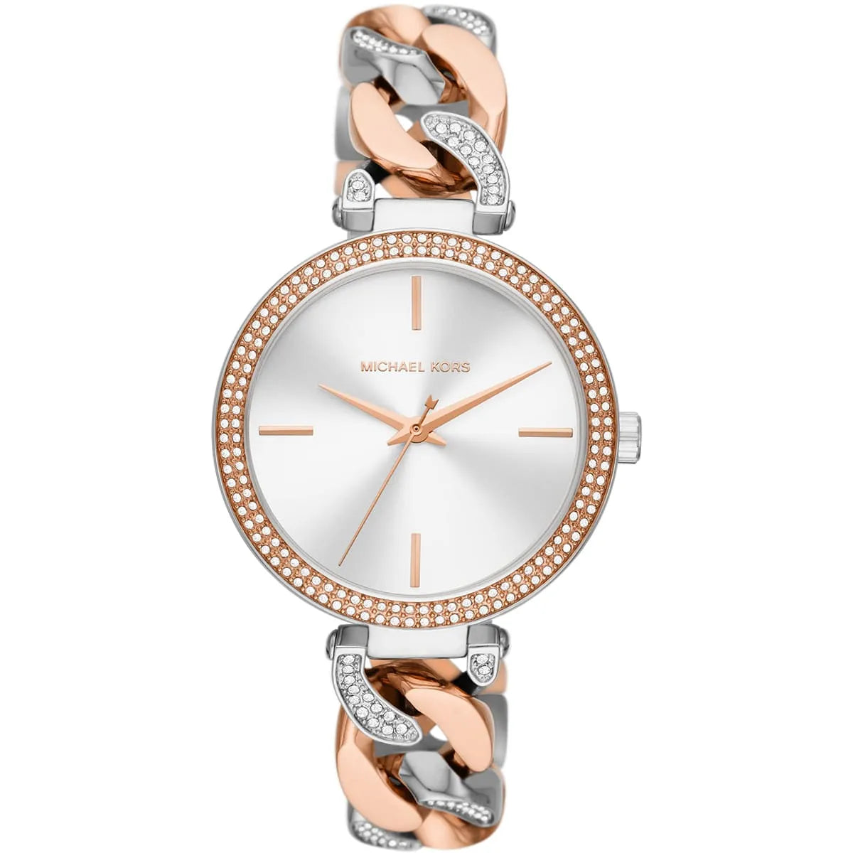 Michael Kors Catelyn MK4634 women's silver dial two-tone stainless steel watch front view