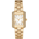 Michael Kors Emery MK4640 women's white dial gold stainless steel square watch front view