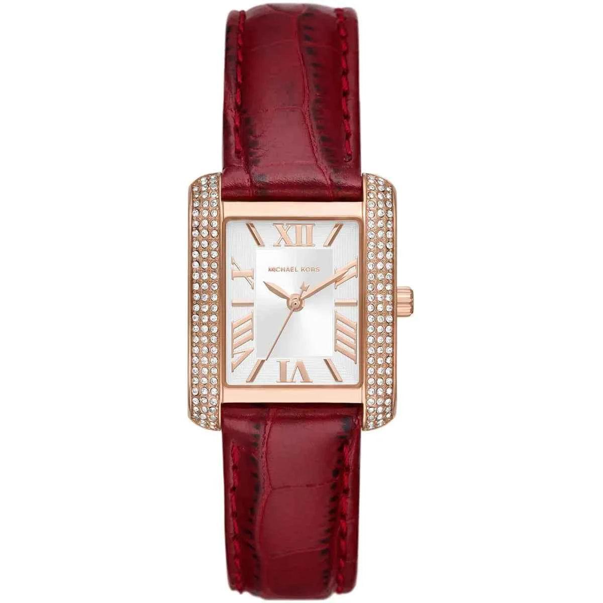 Michael Kors Emery MK4689 Women's White Dial Red Leather Strap Watch