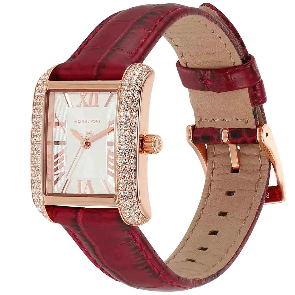 Michael Kors Emery MK4689 Women's White Dial Red Leather Strap Watch