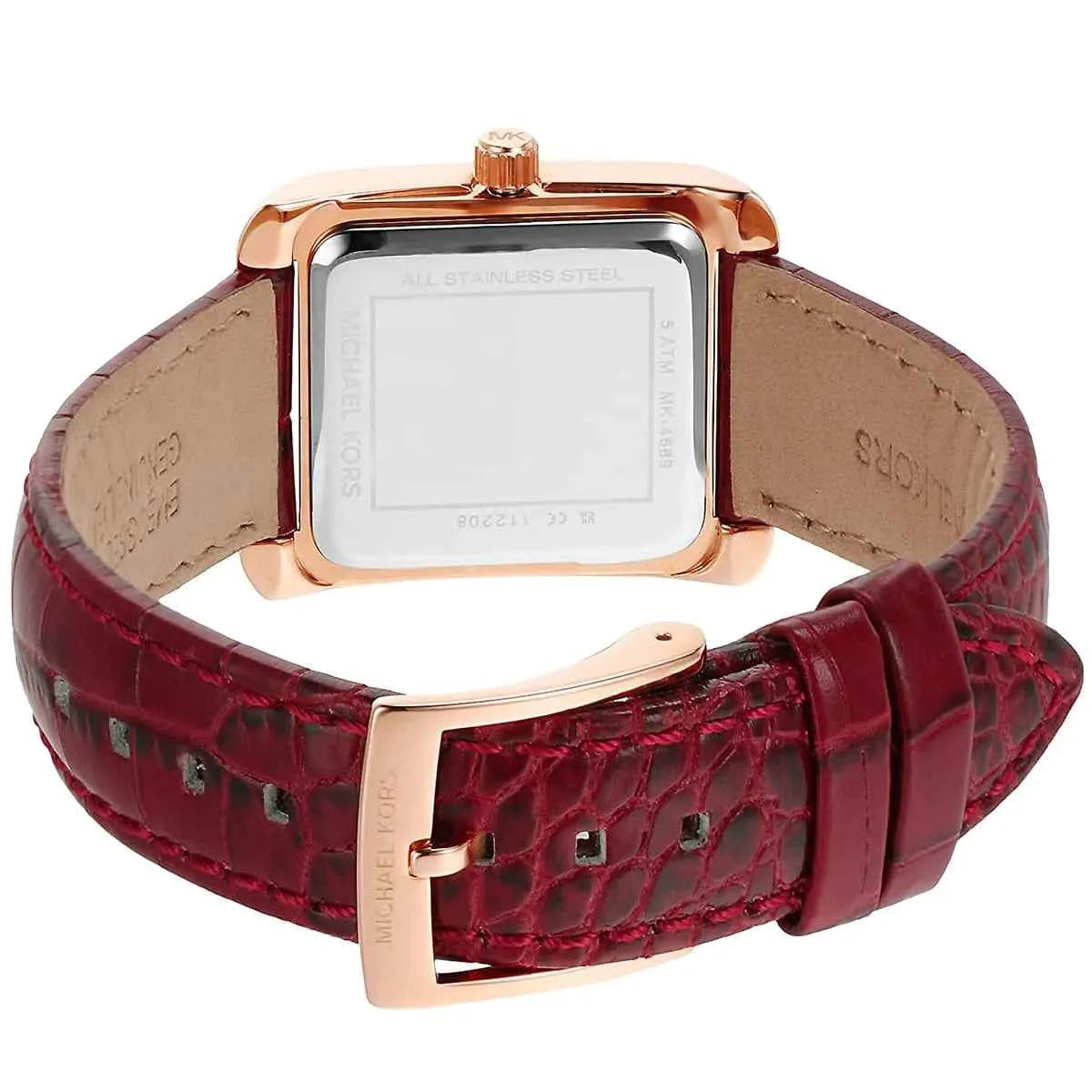 Michael Kors Emery MK4689 Women's White Dial Red Leather Strap Watch