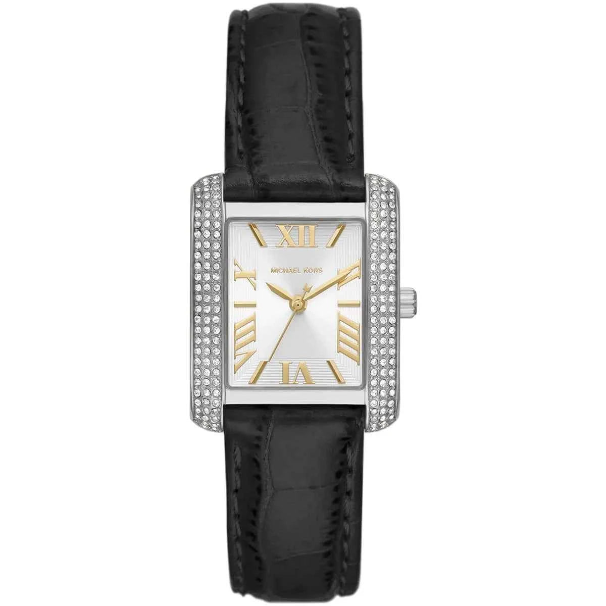 Michael Kors Emery MK4696 Women's White Dial Black Leather Strap Watch