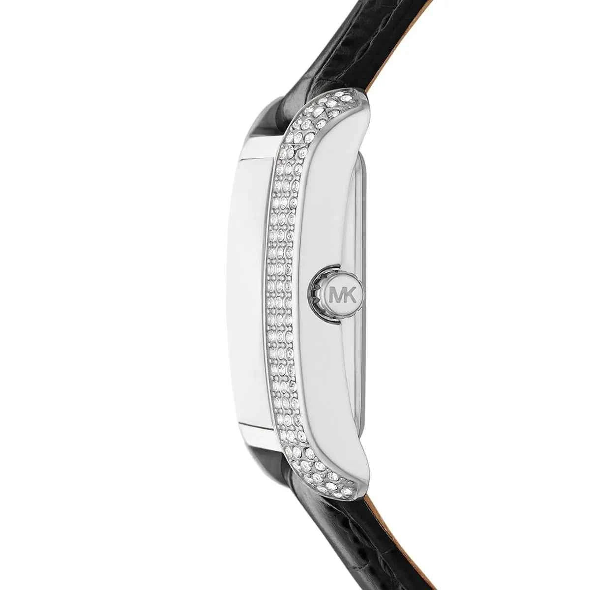 Michael Kors Emery MK4696 Women's White Dial Black Leather Strap Watch
