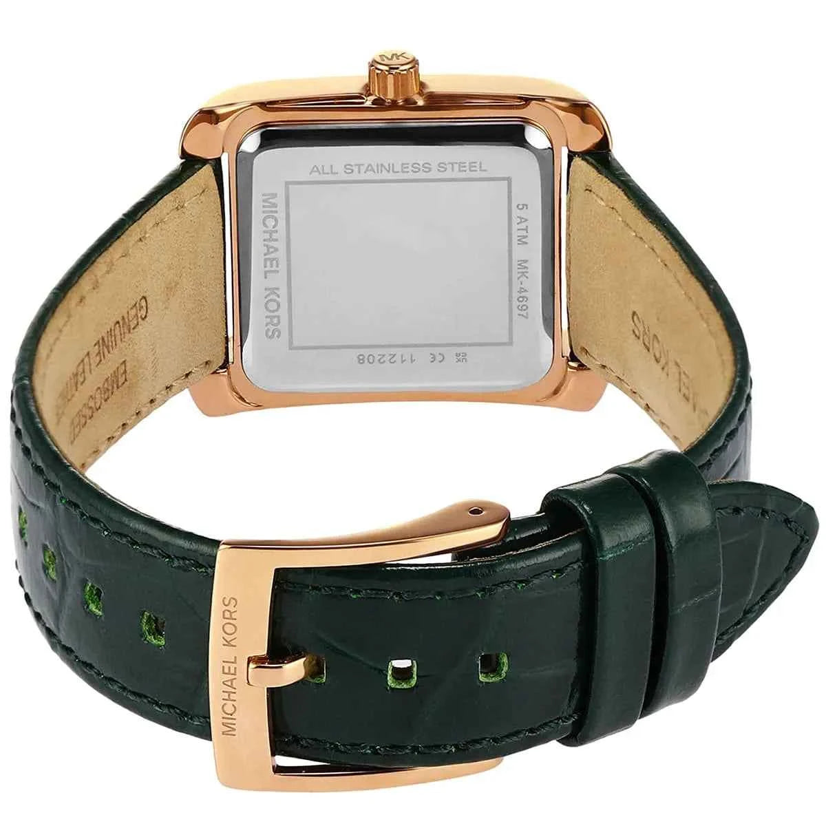 Michael Kors Emery MK4697 Women's Black Dial Green Leather Strap Watch