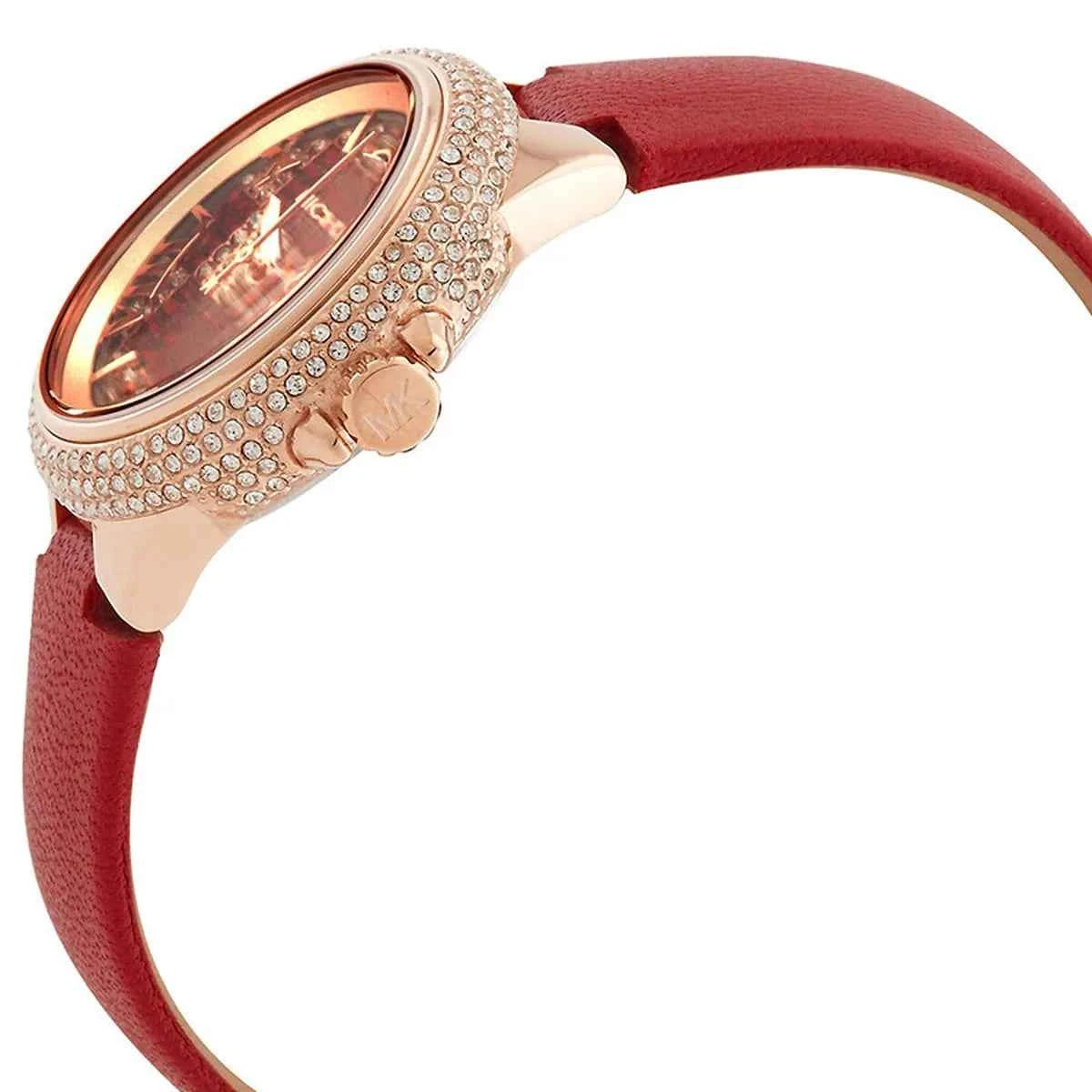 Michael Kors Camille MK4701 Women's Red & Silver Dial Red Leather Strap Watch