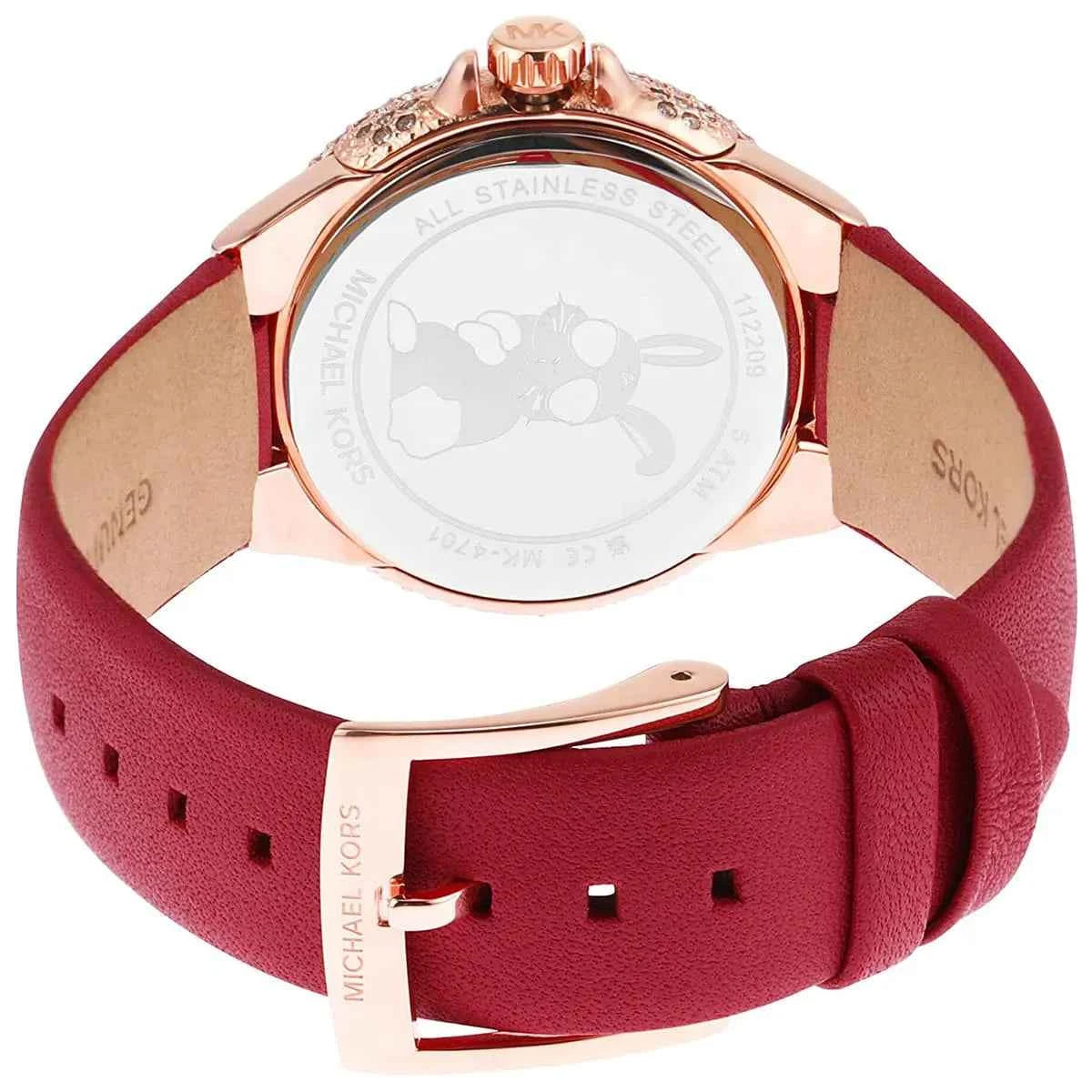 Michael Kors Camille MK4701 Women's Red & Silver Dial Red Leather Strap Watch