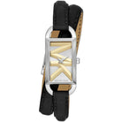 Michael Kors MK Empire MK4722 Women's Silver Dial Black Leather Strap Watch