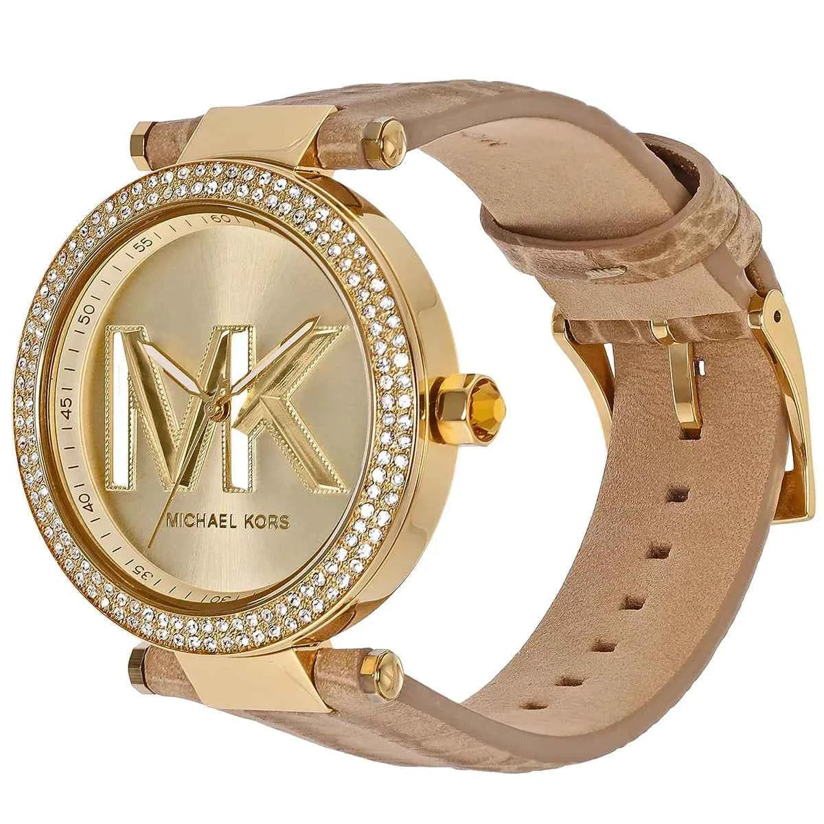 Michael Kors Parker MK4725 Women's Gold Dial Brown Leather Strap Watch