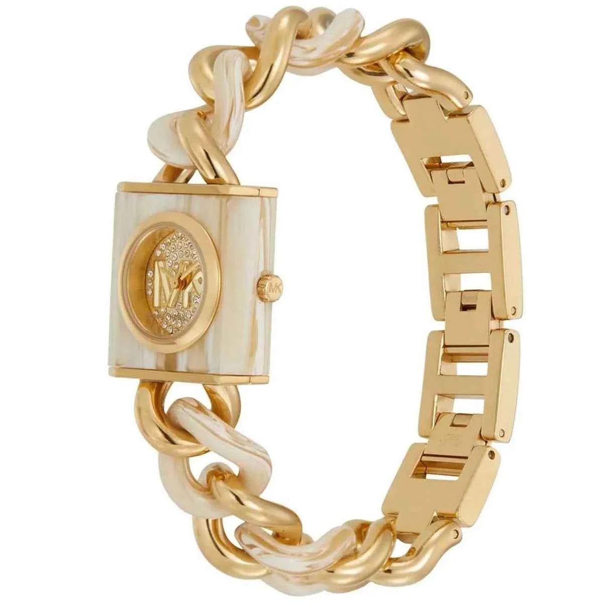 Michael Kors MK Chain Lock MK4809 Women's Gold & Beige Stainless Steel Watch