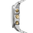 Side view of Michael Kors Ritz MK5057 silver and gold stainless steel bracelet watch