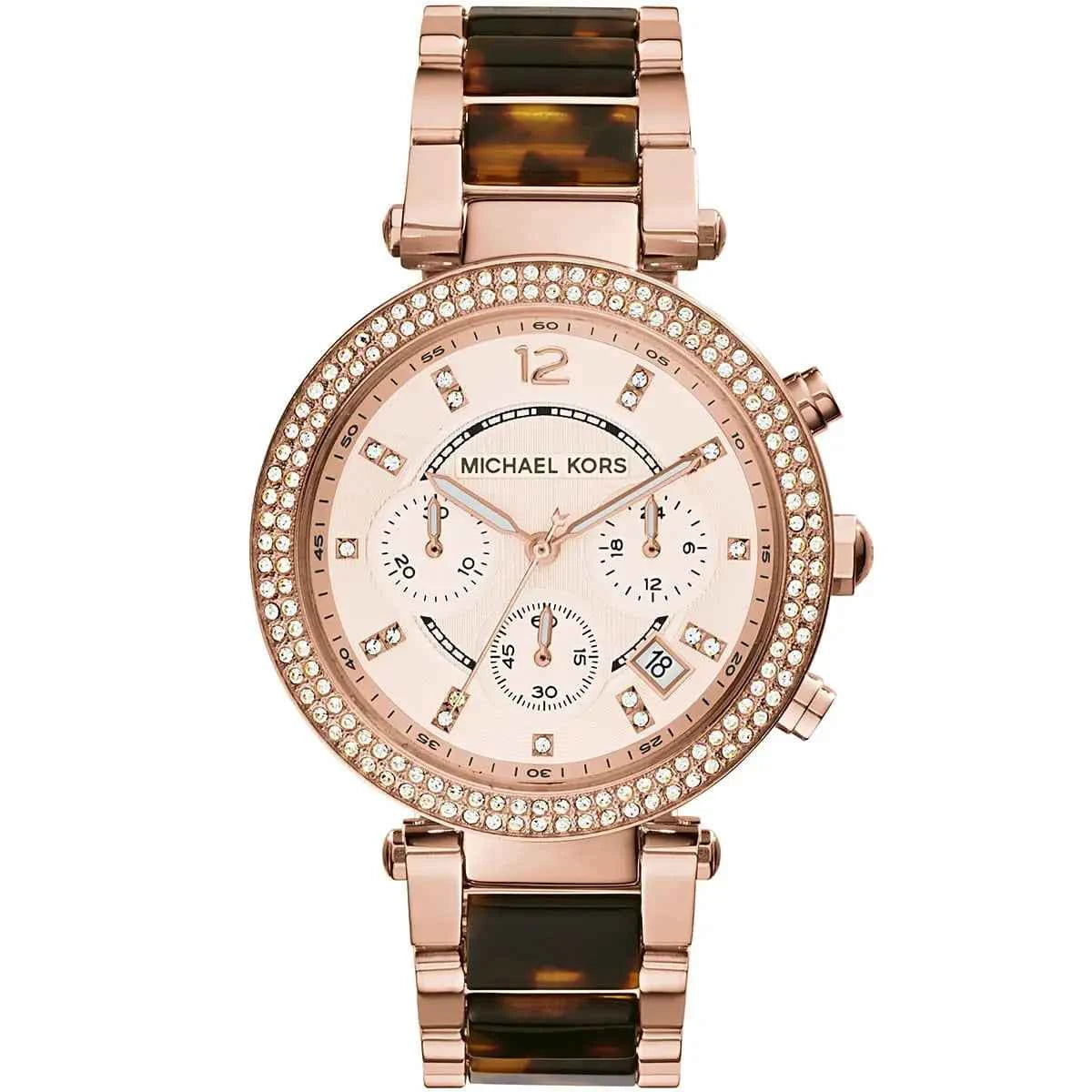 Michael Kors Parker MK5538 Women's Rose Gold & Brown Chronograph Watch