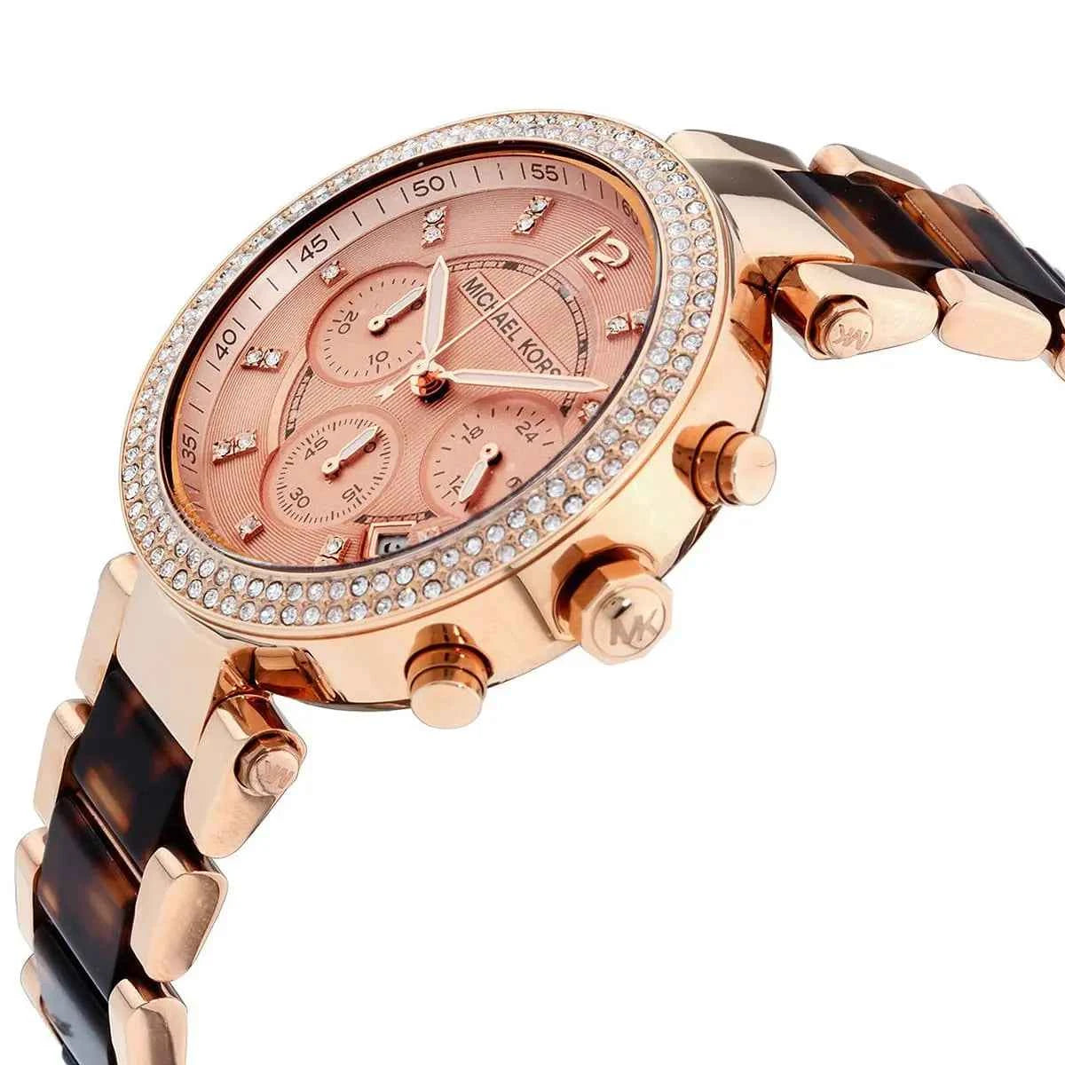 Michael Kors Parker MK5538 Women's Rose Gold & Brown Chronograph Watch