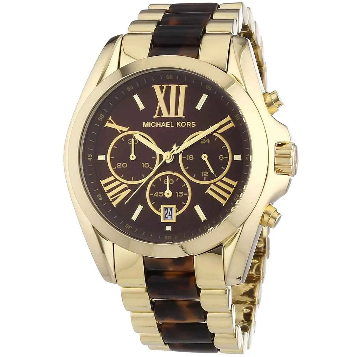 Michael Kors Bradshaw MK5696 Women's Brown Dial Gold & Brown Chronograph Watch
