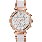 Michael Kors Parker MK5774 Women's White Rose Gold Stainless Steel Chronograph Watch