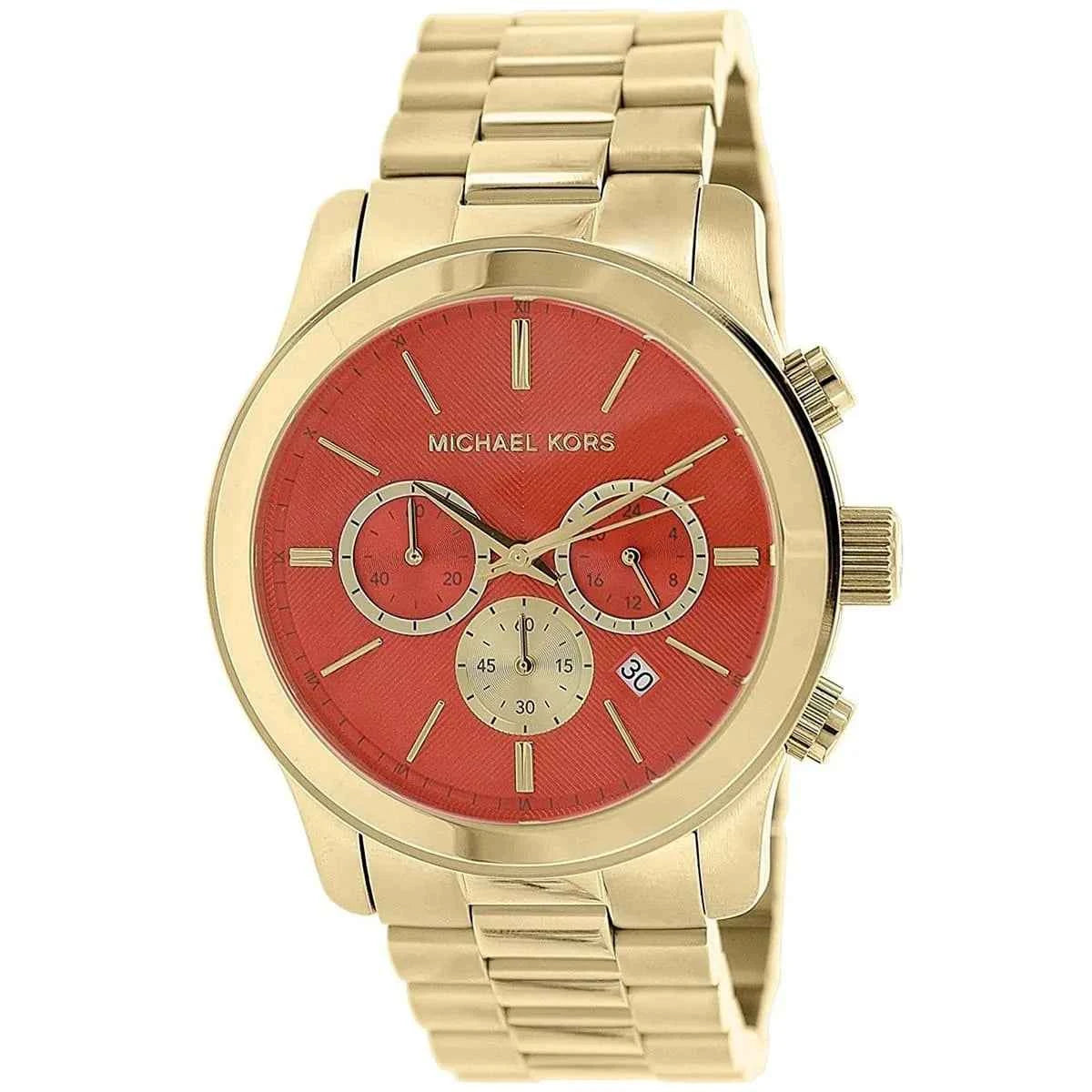 Michael Kors Runway MK5930 Women's Orange Gold Stainless Steel Chronograph Watch