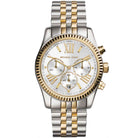 Michael Kors Lexington MK5955 Women's Silver & Gold Stainless Steel Chronograph Watch