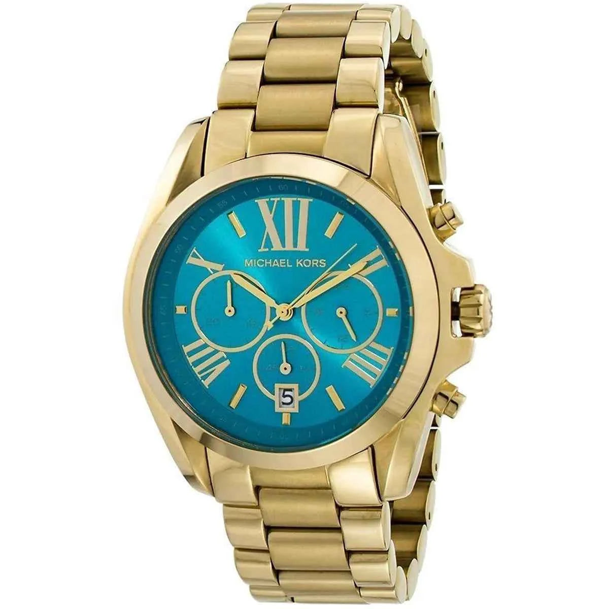 Michael Kors Bradshaw MK5975 Women's Blue Gold Stainless Steel Chronograph Watch