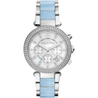 Michael Kors Parker MK6138 Women's Silver & Blue Multi-Strap Chronograph Watch