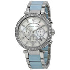 Michael Kors Parker MK6138 Women's Silver & Blue Multi-Strap Chronograph Watch
