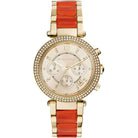 Michael Kors Parker MK6139 Women's Gold Dial Orange & Gold Chronograph Watch
