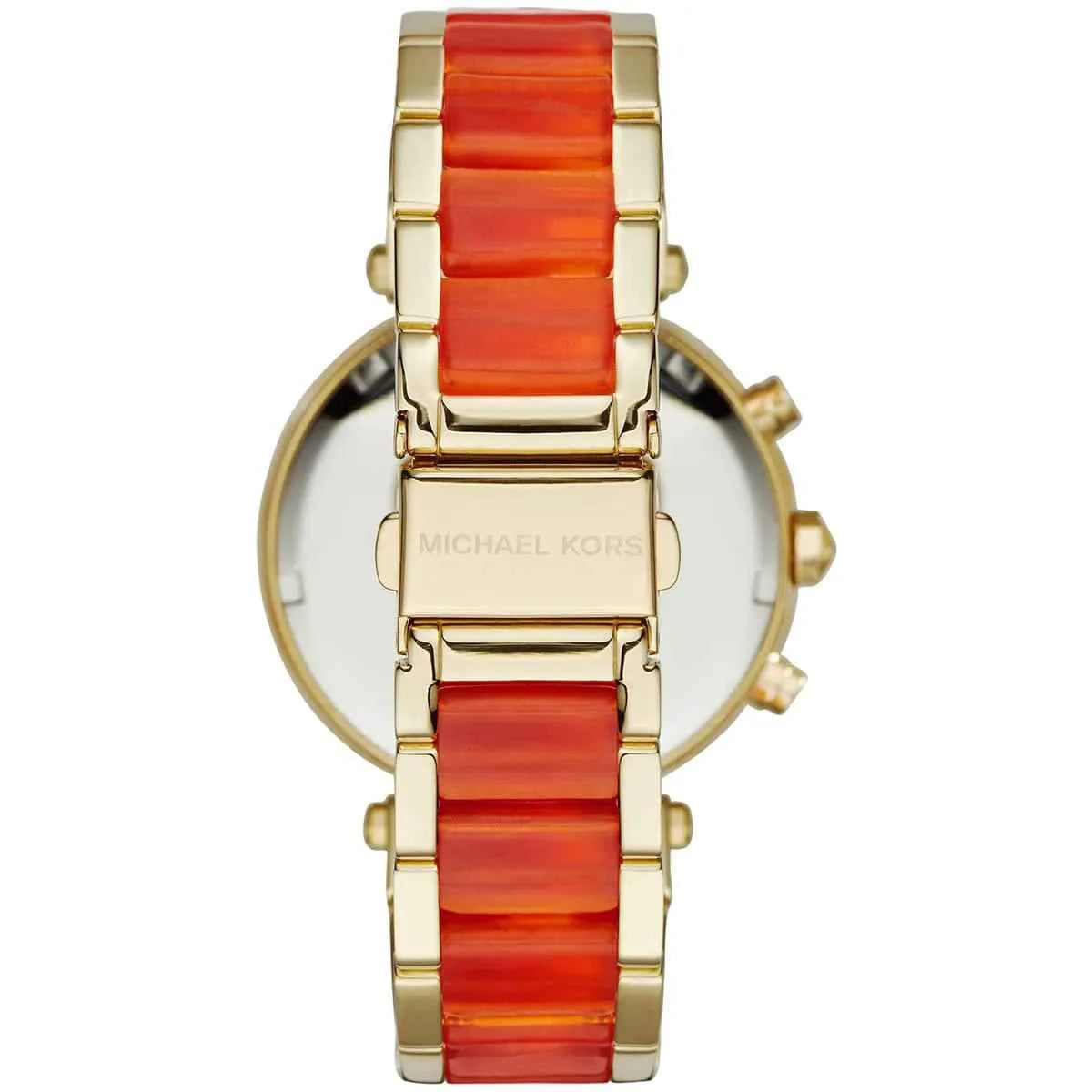 Michael Kors Parker MK6139 Women's Gold Dial Orange & Gold Chronograph Watch