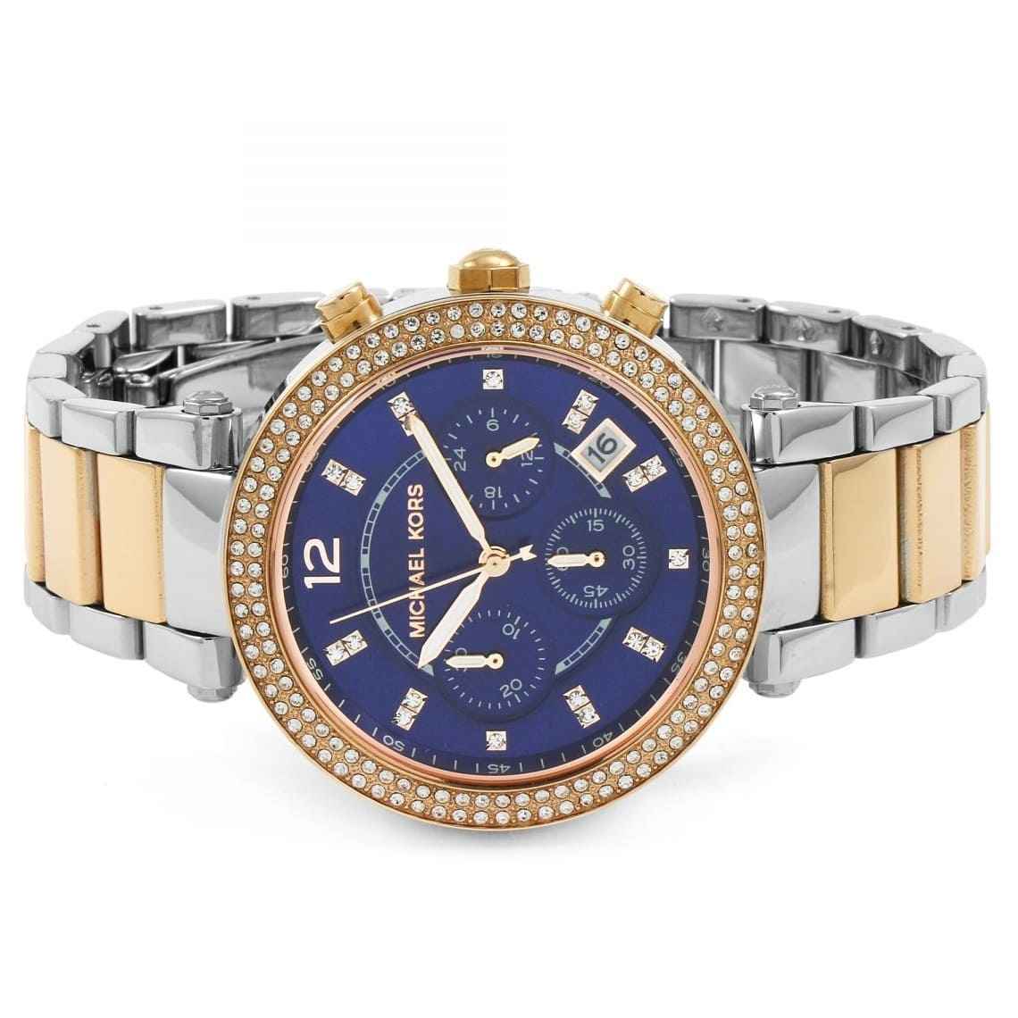 Michael Kors Parker MK6141 Women's Blue Dial Two-Tone Chronograph Watch